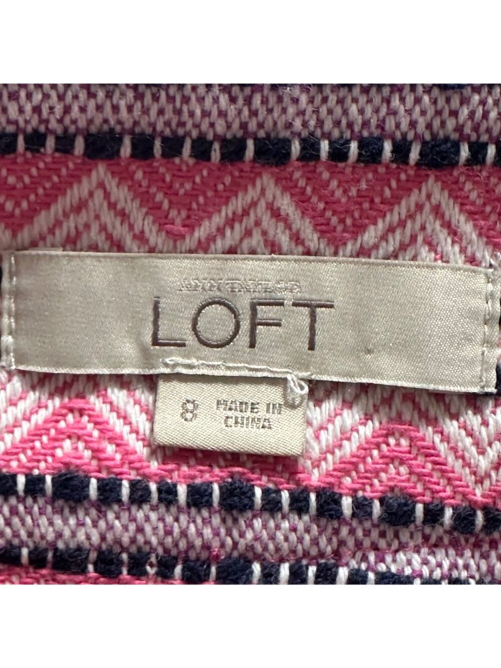 LOFT Womens Pink & Black Chevron Striped Jacquard Mini Skirt SZ 8 Preppy Y2K - Picture 4 of 6